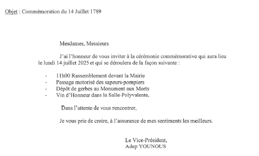 Cérémonie commémorative du 14 juillet