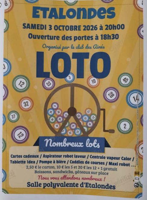 Loto du Club des Ainés d'Etalondes.
